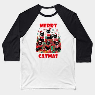 Black Cat Christmas Christmas Cat 2024 Baseball T-Shirt